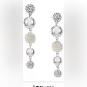 INC- Smooth & Beaded Ball Linear Drop Earrings-NWT